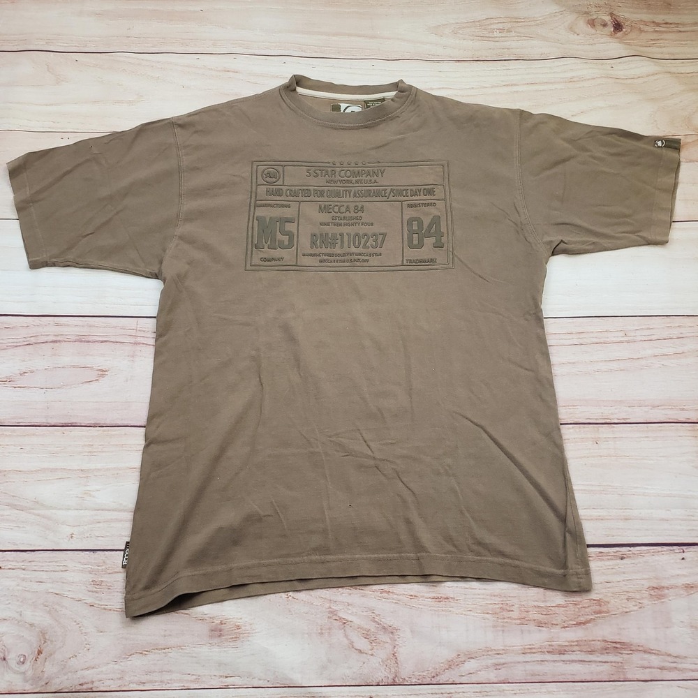 Mecca Shirt Mens Large Brown Short Sleeve Graphic Mecca 84‎ NY Streetwear Adult